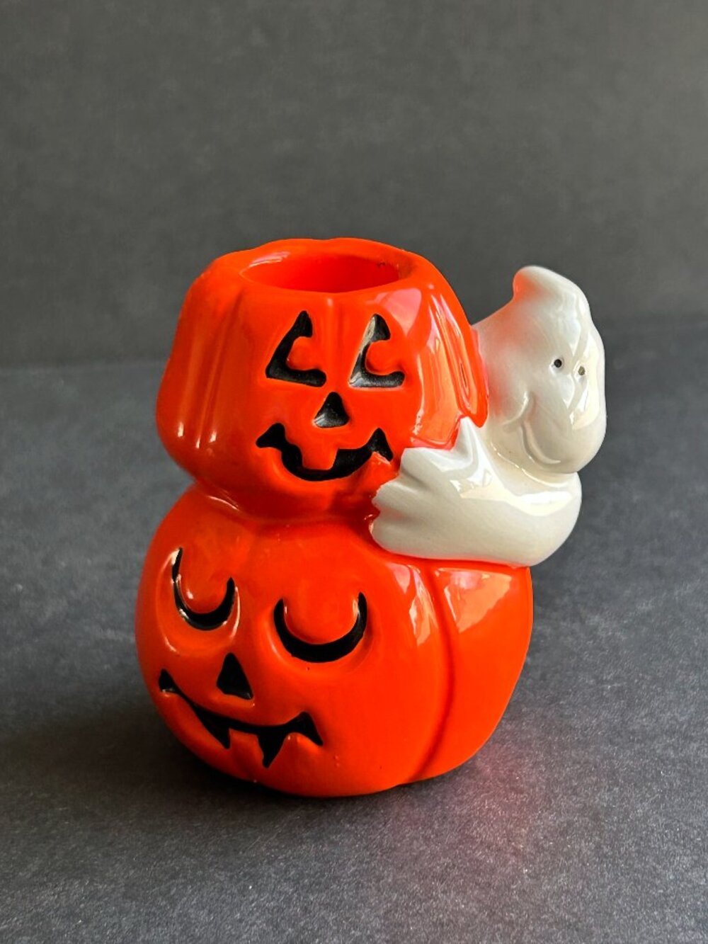 Vintage Halloween 90s Ghost Jack-O-Lantern Candle Holder